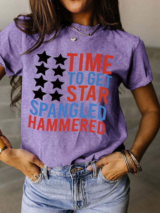 Full Size Letter Graphic Round Neck Short Sleeve