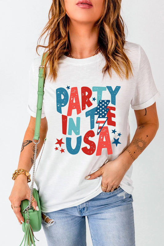 Letter Graphic Round Neck Short Sleeve