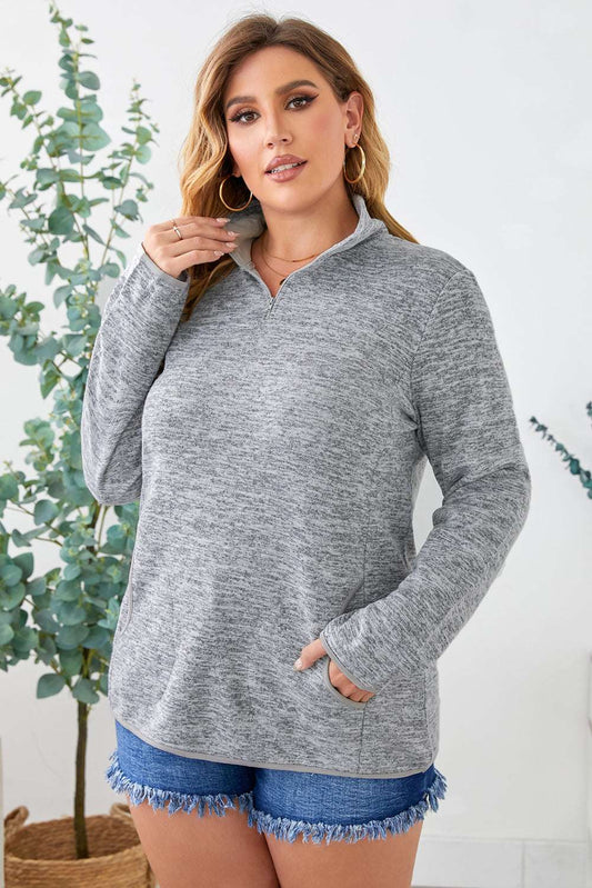Size Heathered Quarter Zip Pullover