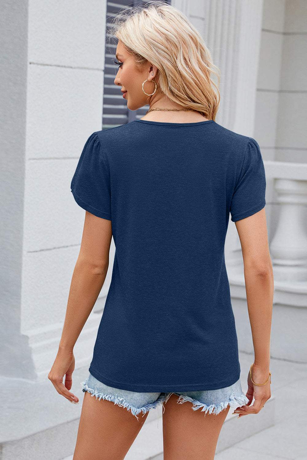-Neck Petal Sleeve