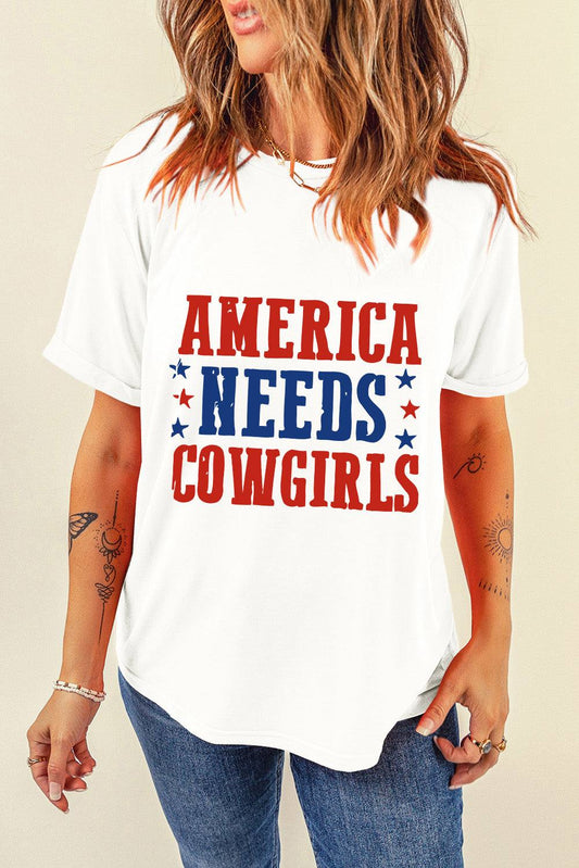 Letter Graphic Round Neck Short Sleeve