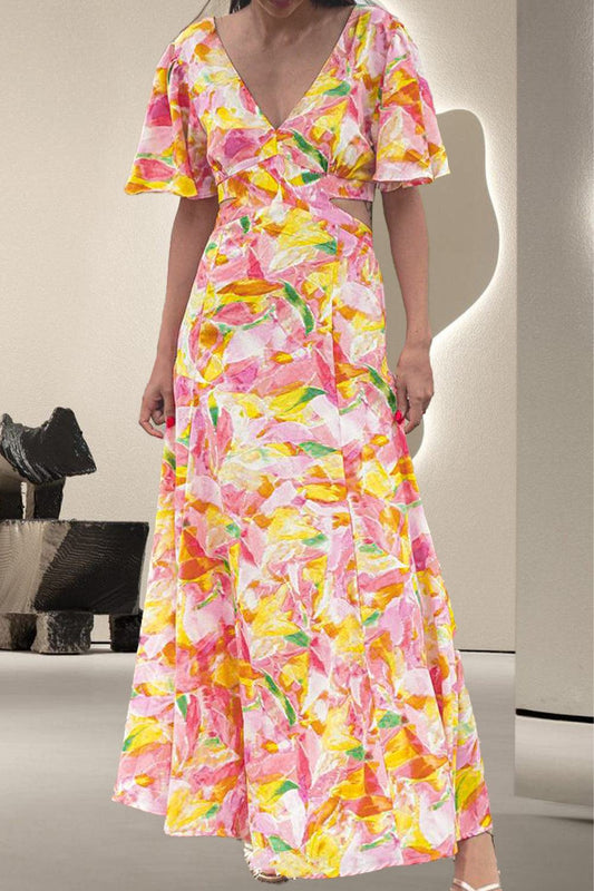 -Neck Short Sleeve Dress