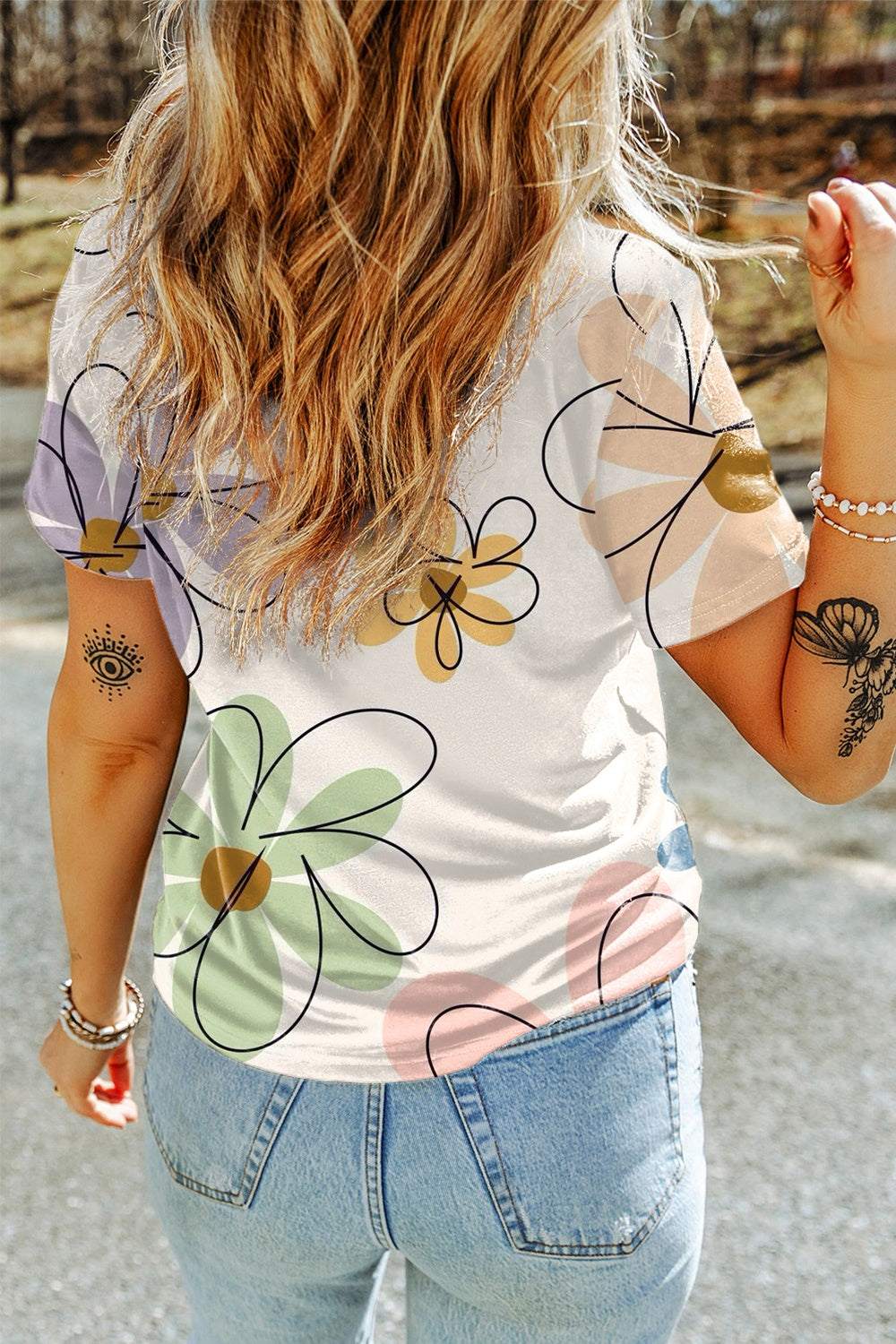 Printed Round Neck Short Sleeve T-Shirt