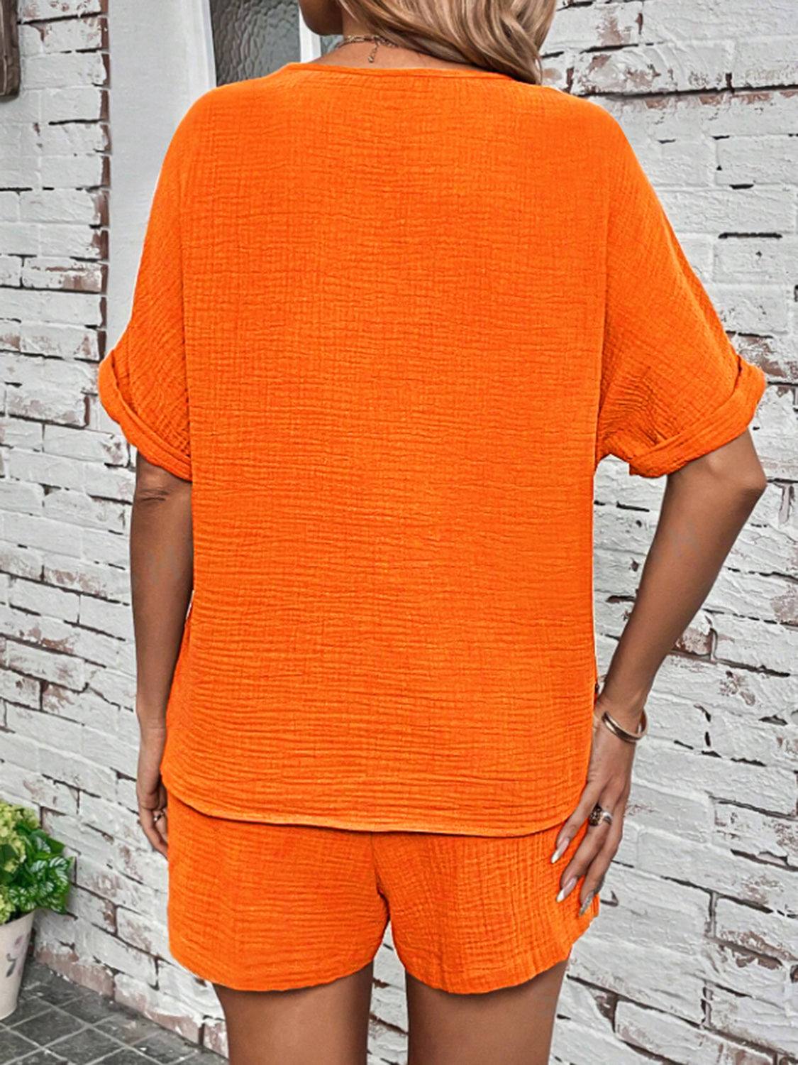 Notched Half Sleeve Top