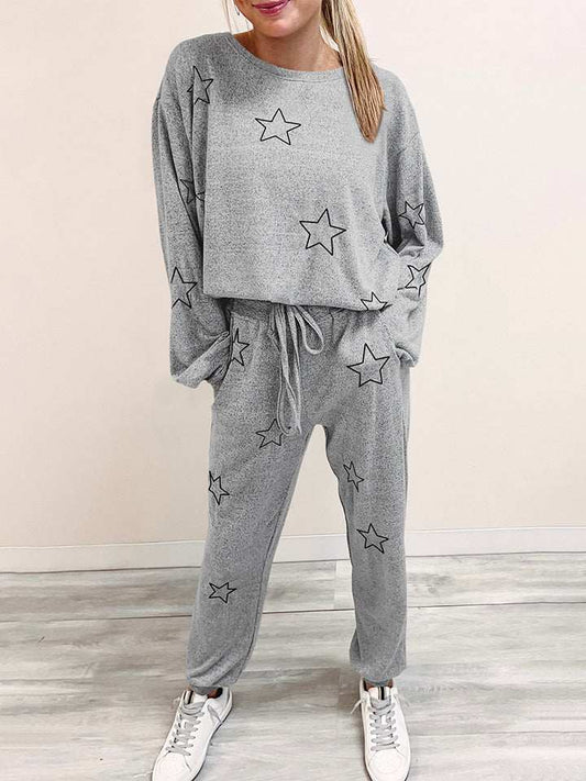 Star Print Long Sleeve Top