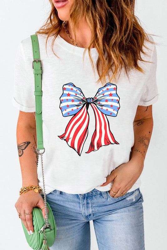 Bow Graphic Round Neck Short Sleeve