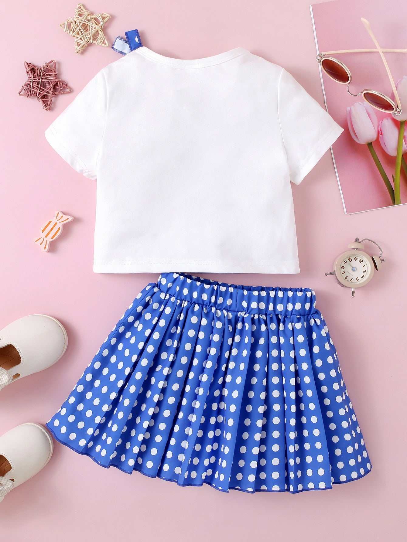 Polka Dot Pleated Skirt Set