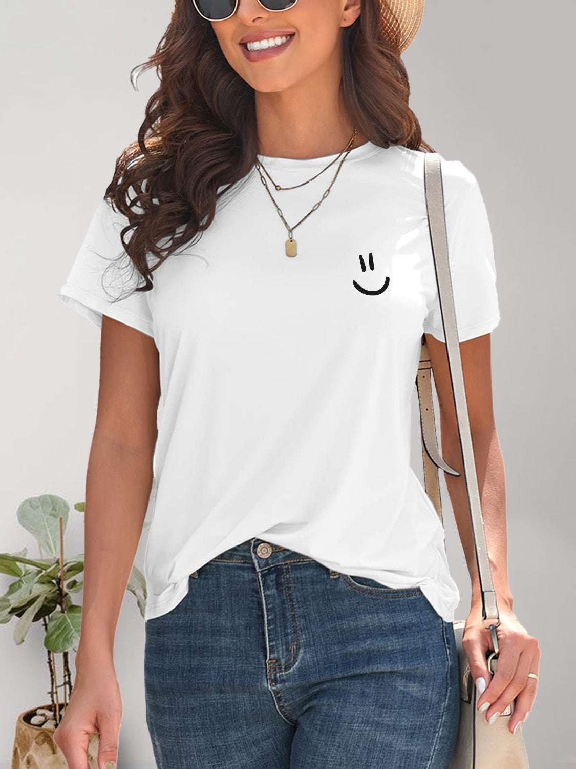 Smile Graphic Round Neck Short Sleeve