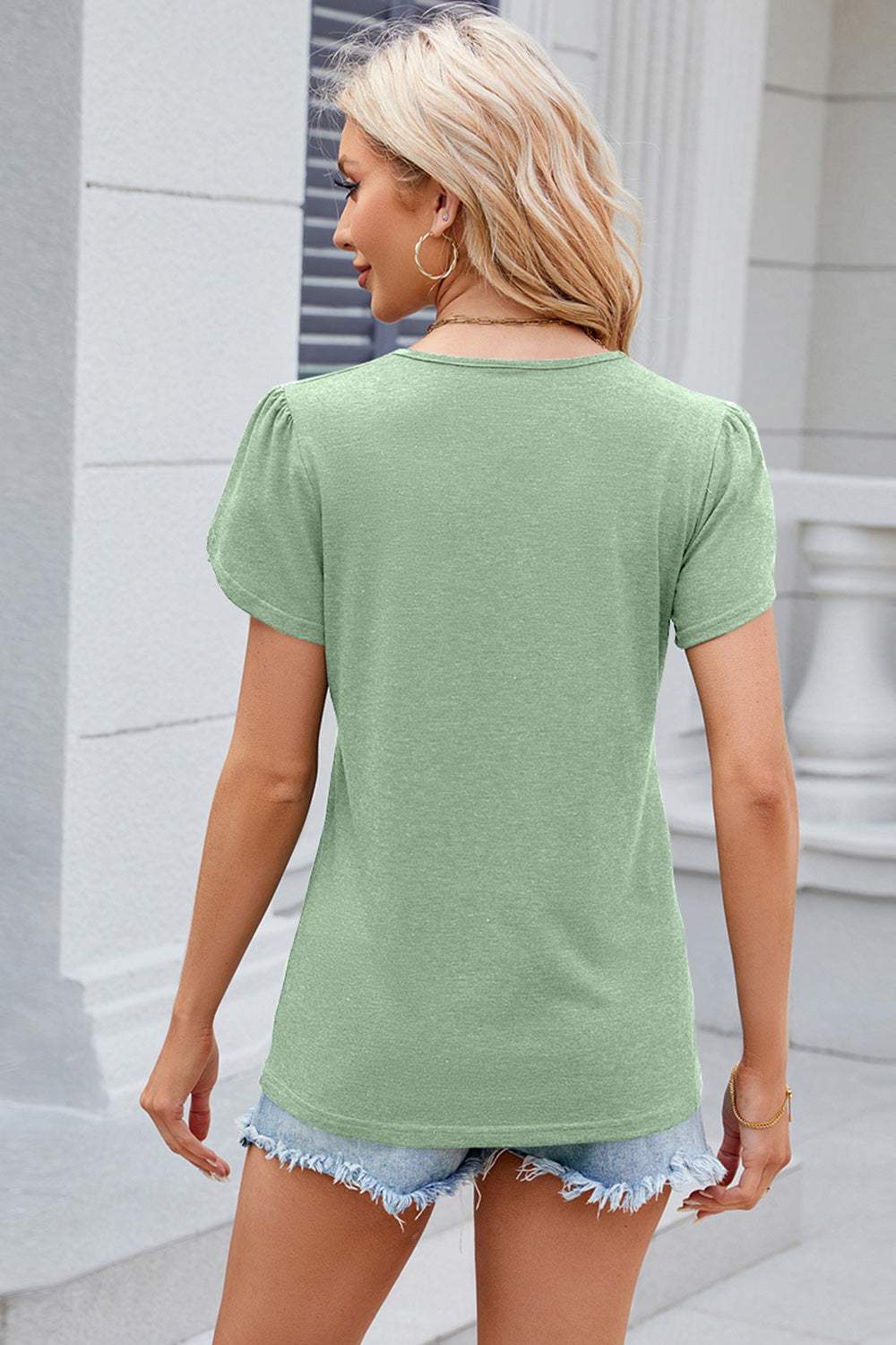 -Neck Petal Sleeve