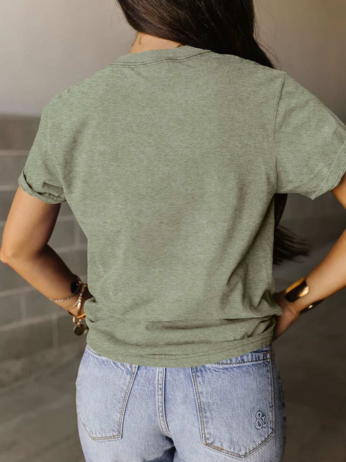 Full Size Letter Graphic Round Neck Short Sleeve