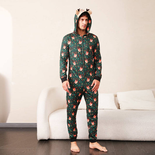 Printed Hooded Long Sleeve Jumpsuit