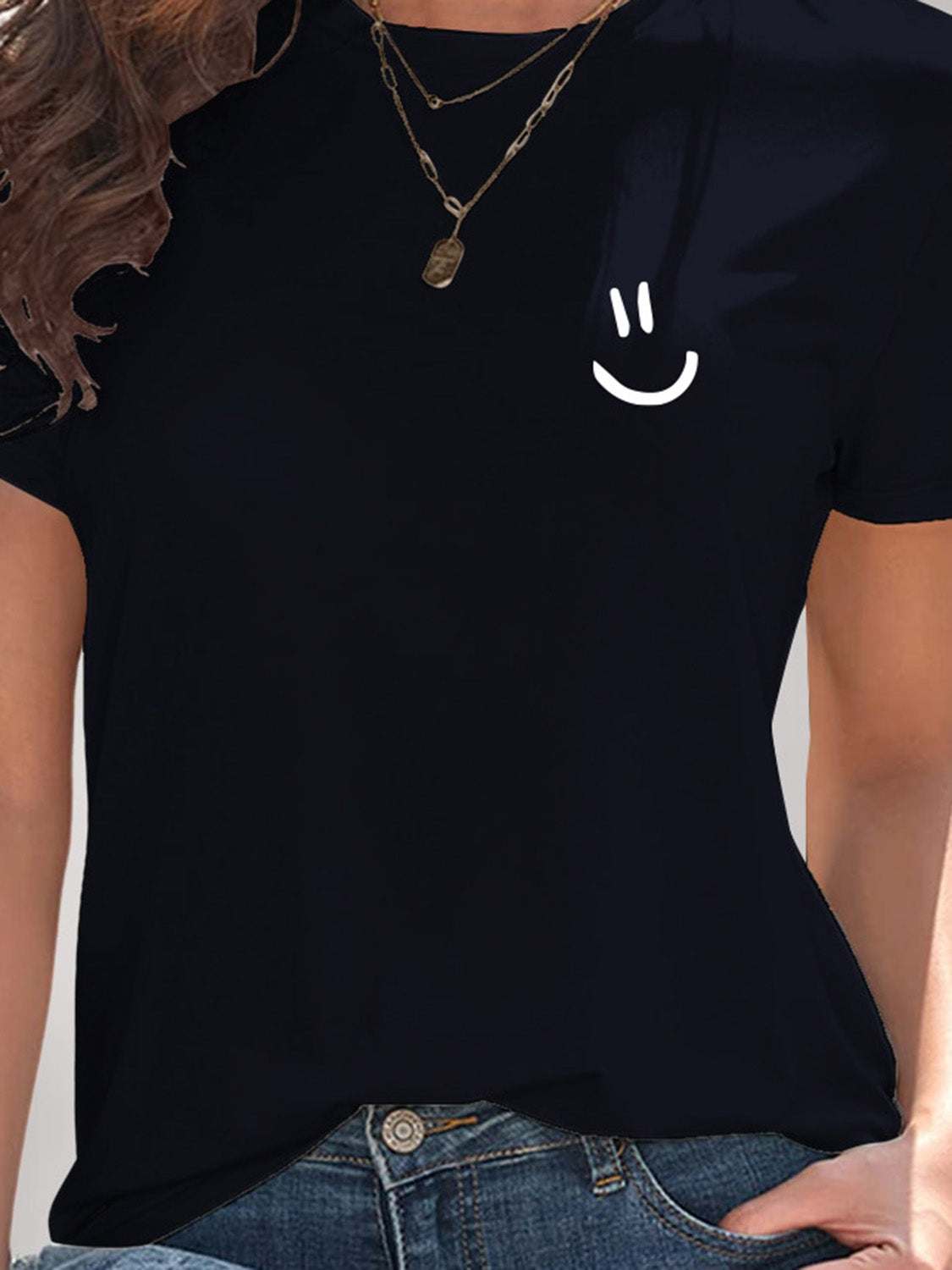 Smile Graphic Round Neck Short Sleeve