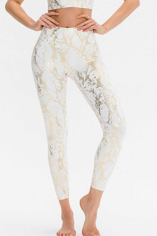 Animal Print Slim Waistband Long Sports Pants Fit Wide