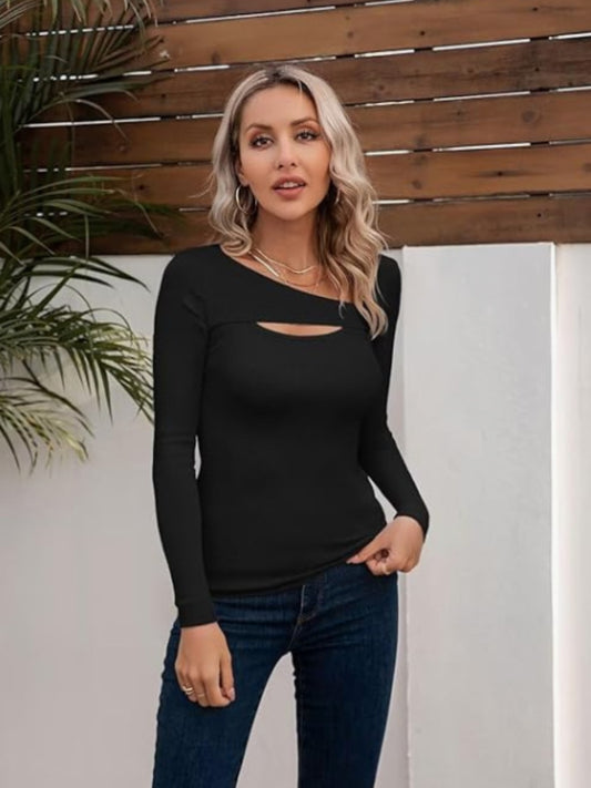 Asymmetrical Neck Long Sleeve