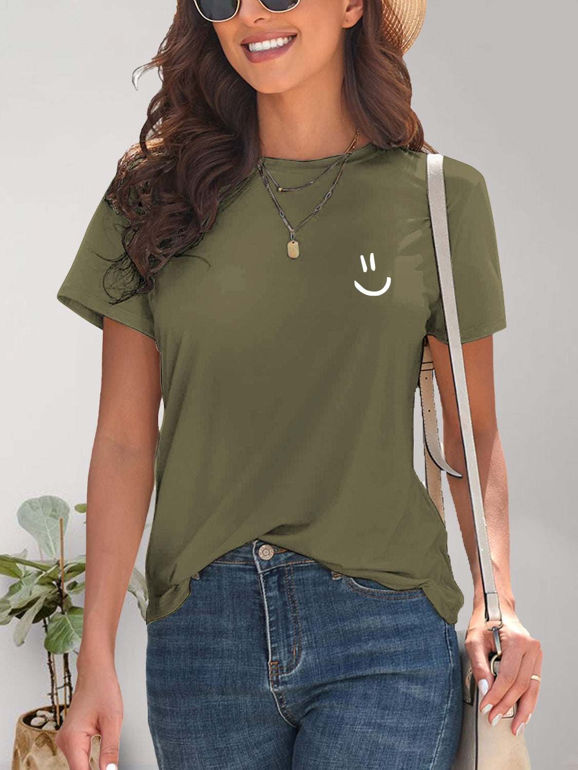 Smile Graphic Round Neck Short Sleeve