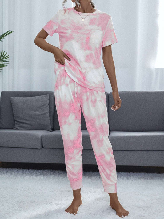 Tie-Dye Round Neck Short Sleeve Top