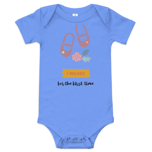 Toddler and Baby short sleeve one piece - I Walked