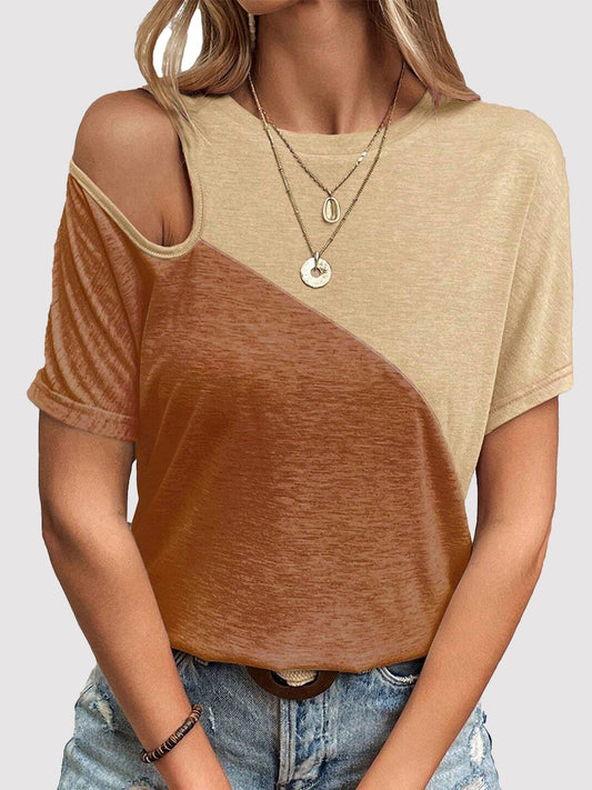Contrast Round Neck Short Sleeve