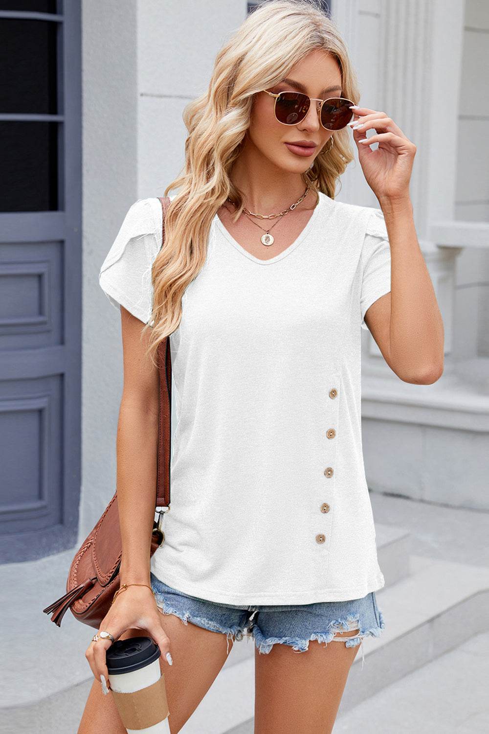 -Neck Petal Sleeve