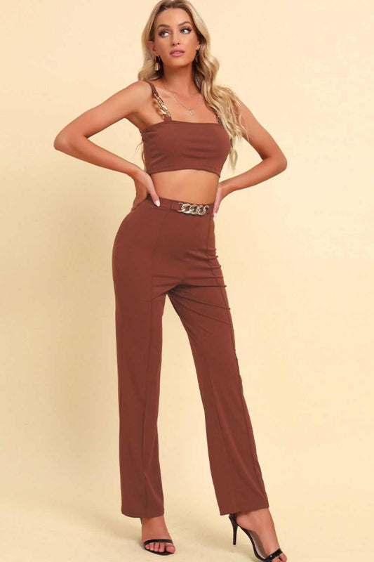 Chain Detail Cropped Cami