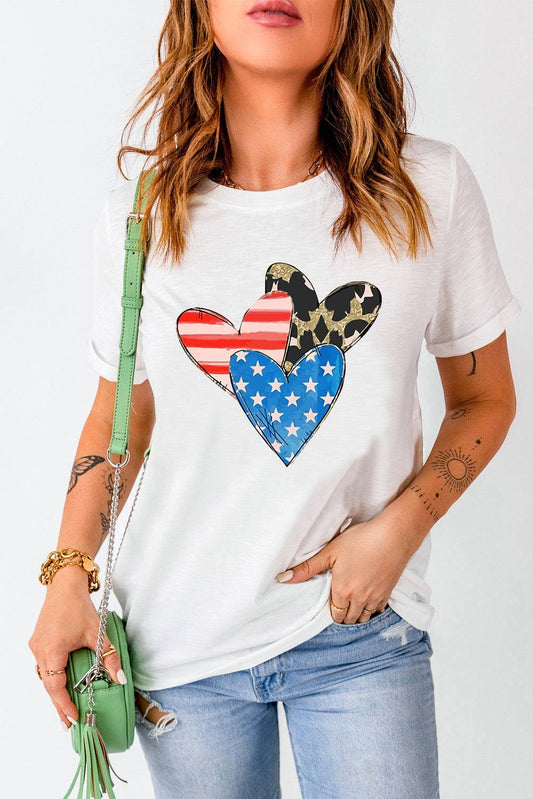 Heart Round Neck Short Sleeve