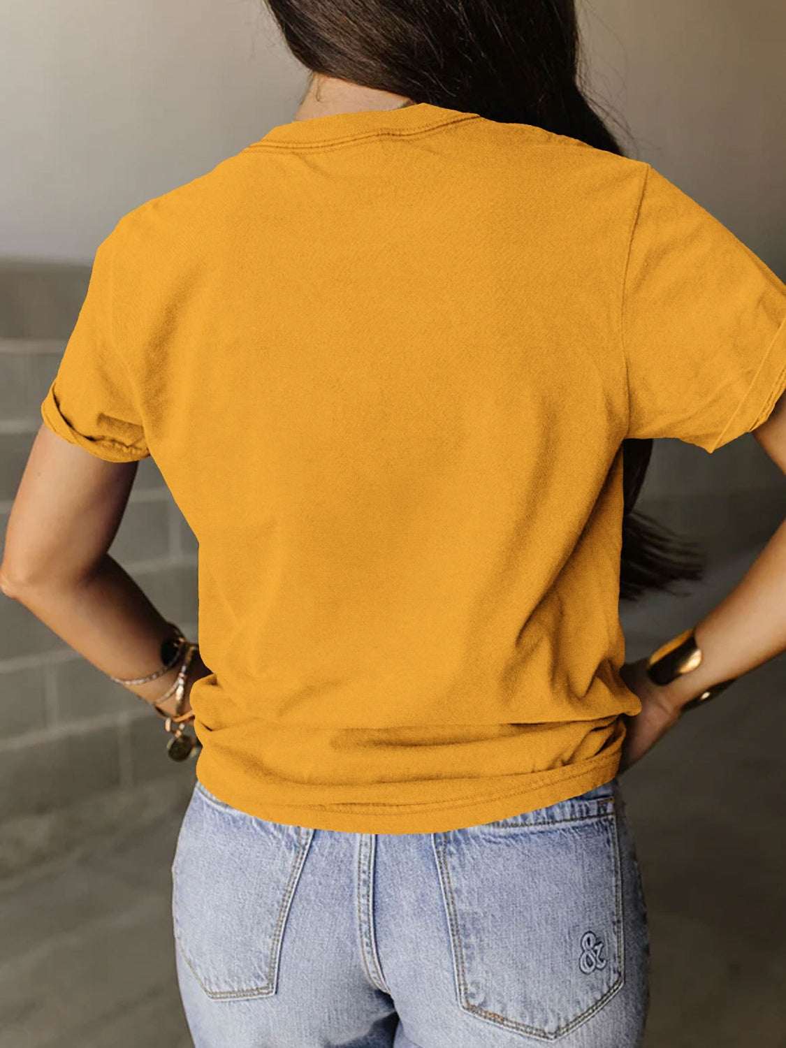 Full Size Letter Graphic Round Neck Short Sleeve