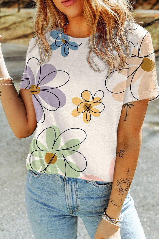 Printed Round Neck Short Sleeve