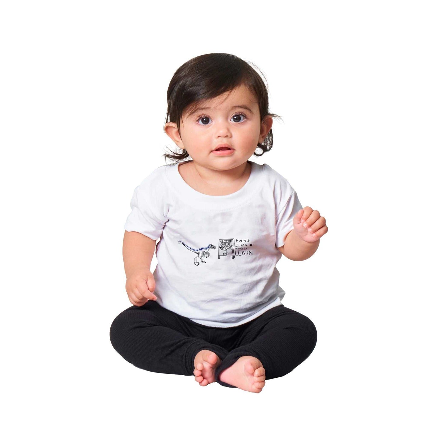 Classic Baby Crewneck T-shirt - Even A Dinosaur wants to learn