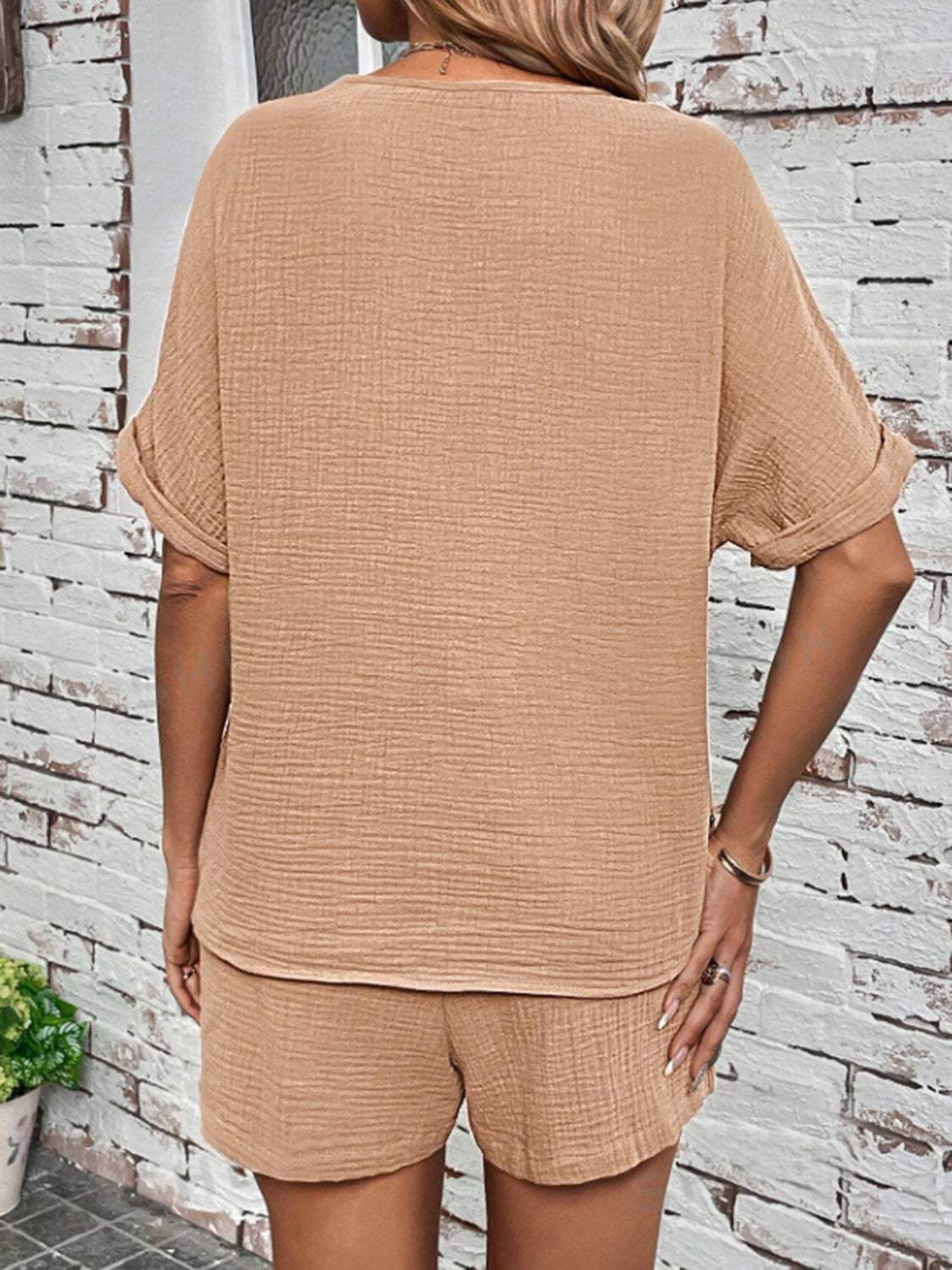 Notched Half Sleeve Top