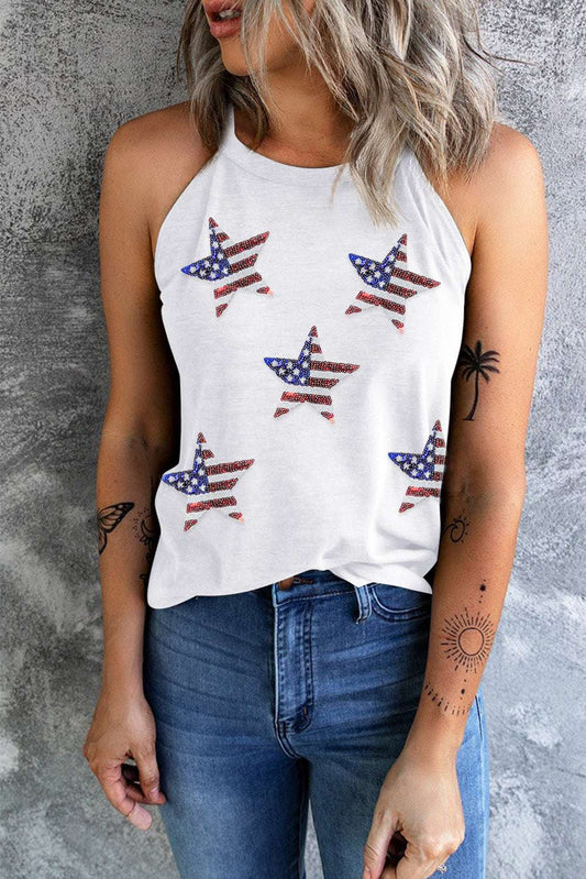 Flag Star Grecian Neck Tank
