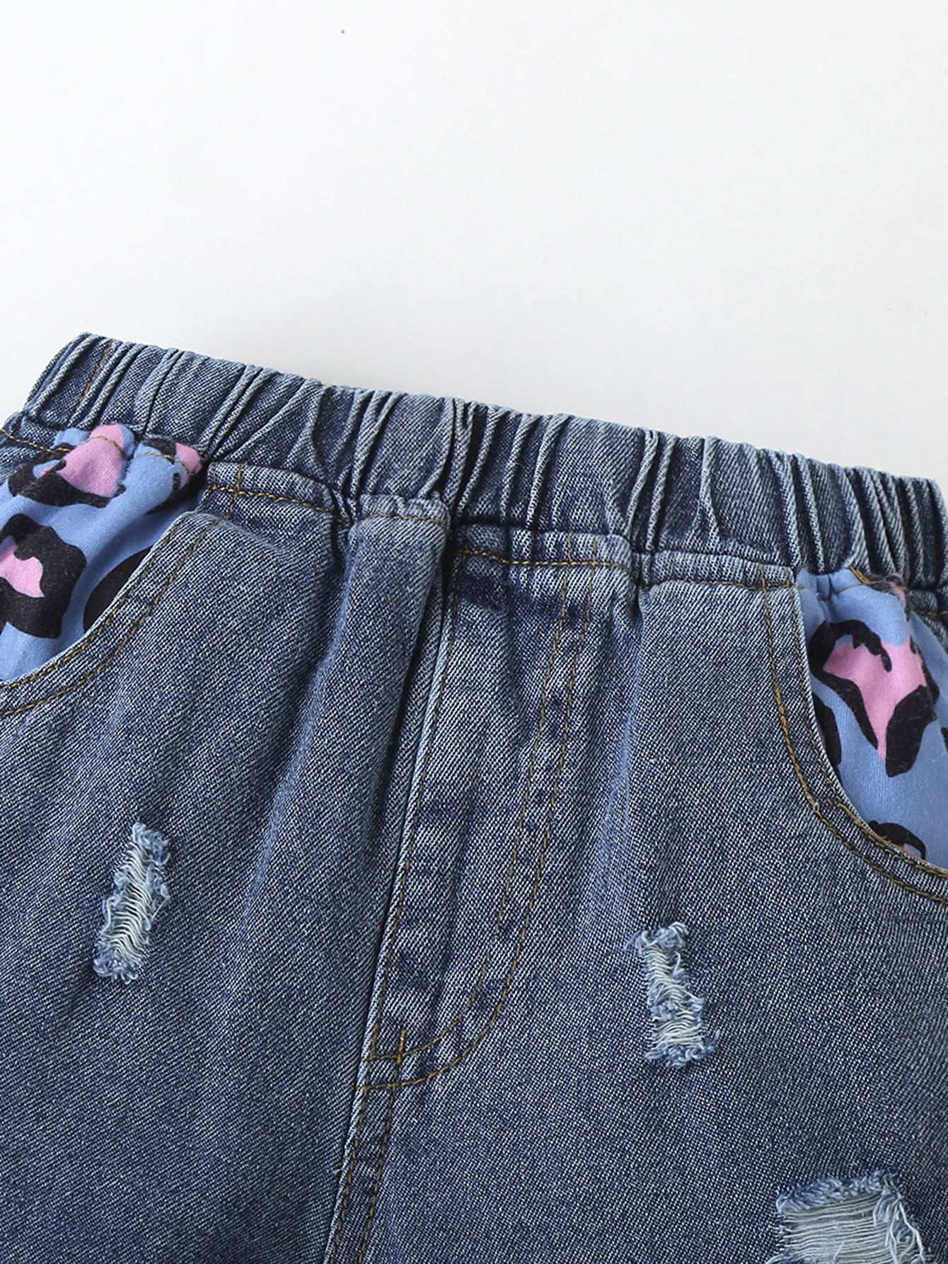 Raw Hem Denim Shorts Set