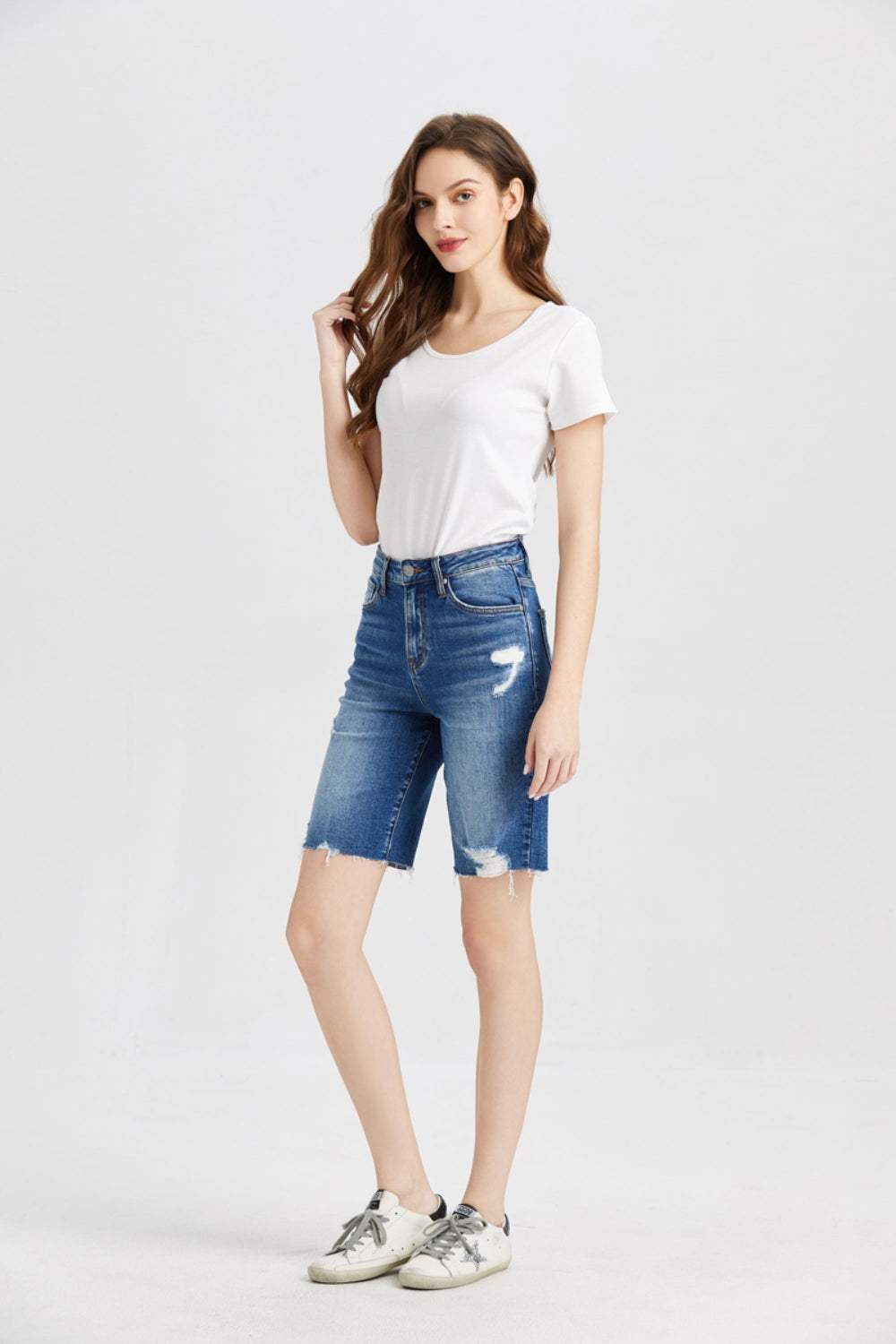 BAYEAS Full Size Super High Rise Denim Bermuda Shorts