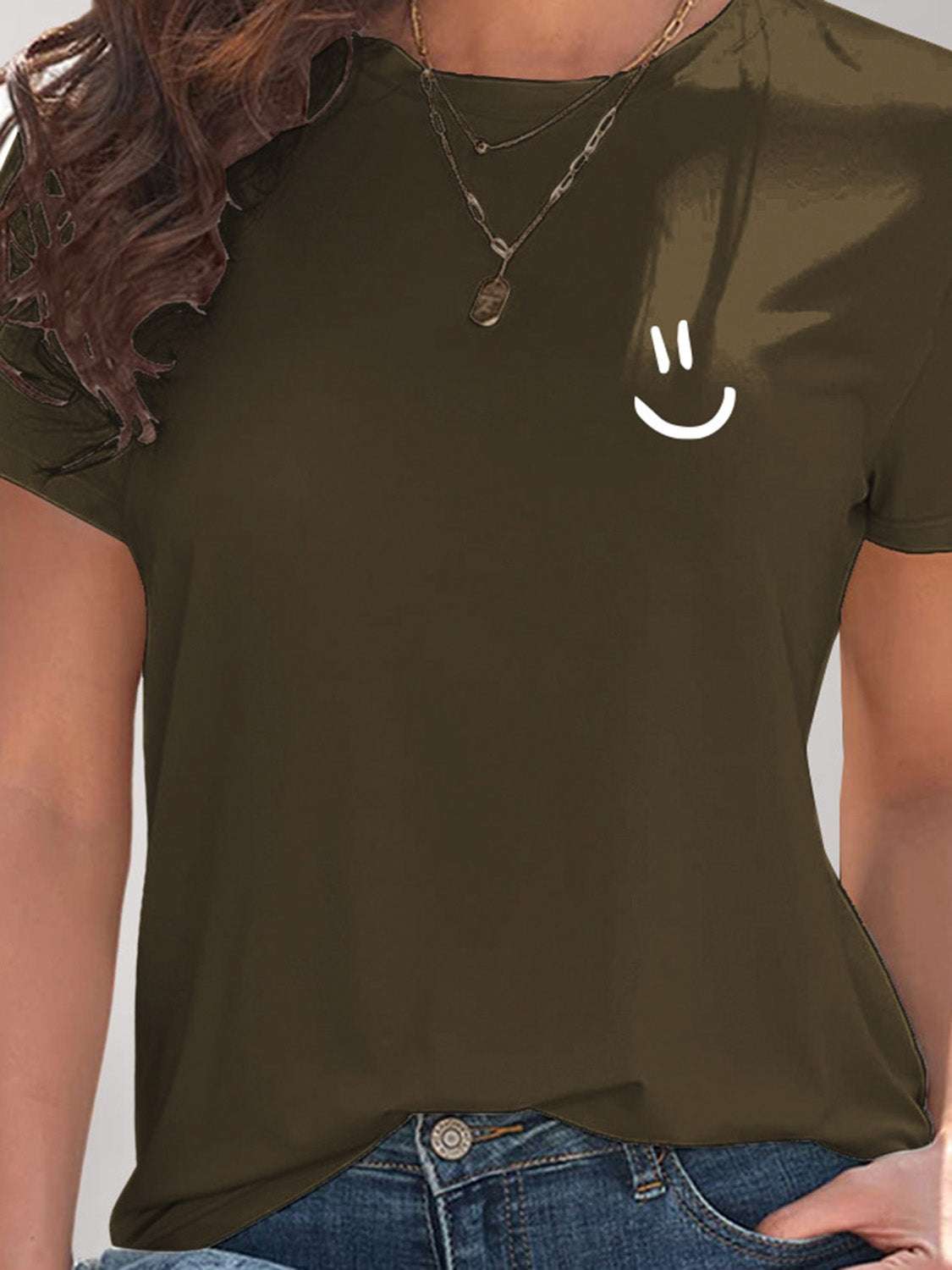 Smile Graphic Round Neck Short Sleeve