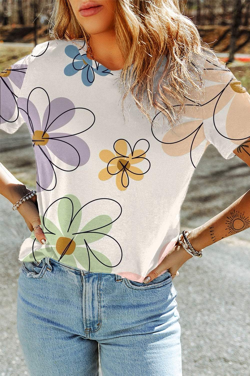 Printed Round Neck Short Sleeve