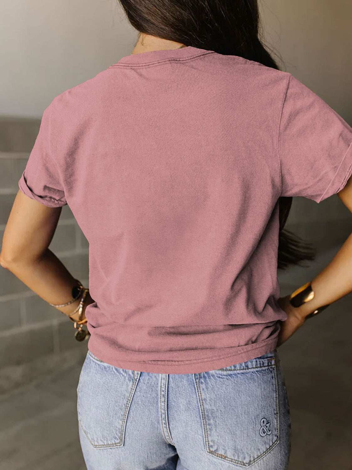 Full Size Letter Graphic Round Neck Short Sleeve