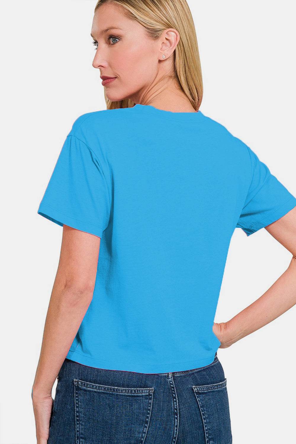 Zenana Round Neck Short Sleeve Cropped